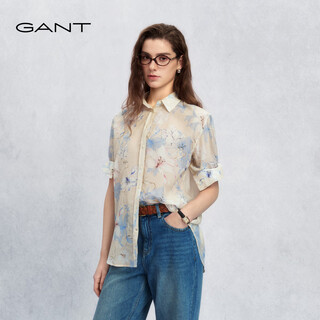 Gant/gant spring and summer new women's classic commuter fashion printed long-sleeved shirt 107-off-white s