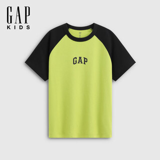 Gap gap boys and girls 2026 spring new logo cotton raglan sleeve short-sleeved t-shirt tops children's clothing 894368 green 130 cm (8-9 years old) asian size