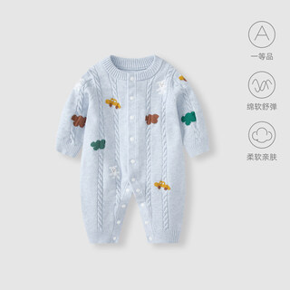 Borboon b baby clothes jumpsuit 2026 new spring clothes for boys and girls, knitted robes for young children, spring crawl clothes for women, blue 7589 73cm