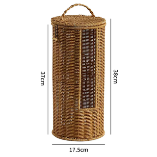 Yusenyi paper towel straw box household storage box carton kens living room coffee table multi-function remote control storage creative imitation rattan style creative paper barrel light brown color