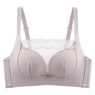 Tingmei (gracewell) tube top bra for women, anti-exposure lace cover, small chest push-up, no rim bra, chest-wrapped mid-thick bra, lilac purple, one size fits all, 34/75ab, recommended 90-110 jin jin is equal to 0.5 kg