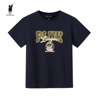 Polowalk children's clothing 2026 summer new boys' short-sleeved t-shirt pure combed cotton summer children's top bwtw522f0951 navy blue 110
