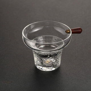 Xinyu handmade glass filter tea leakage tea filter creative tea filter funnel tea set accessories tea filter wooden handle filter
