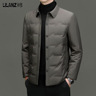 Lilang shopping mall same style men's white duck down down jacket autumn and winter business casual lapel short lightweight warm jacket men's khaki m 170/88