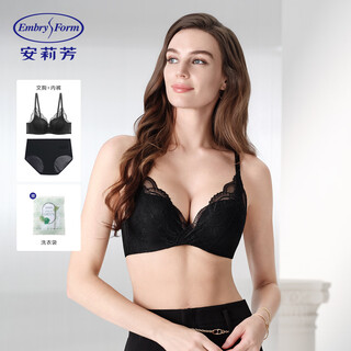 安莉芳2026年重磅新品翩然曼舞舒适女士中厚杯无钢圈聚拢文胸新年礼物 花园夜色套装 (文胸+内裤)BLK 70B