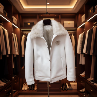 Fx-2618 extreme cold series year of the horse limited winter full wool thick lapel men's leather jacket beige l 100-120jin jin is equal to 0.5 kg