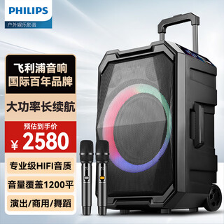 Philips (philips) sd617t 10-inch square dance audio outdoor stage high-power mobile portable trolley speaker wireless bluetooth high-volume karaoke amplification with dual microphones