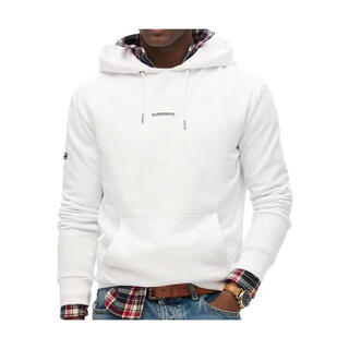Superdry men's sweatshirt new warm and comfortable solid color daily casual simple fashion layered versatile pullover men's hoodie white one size | s