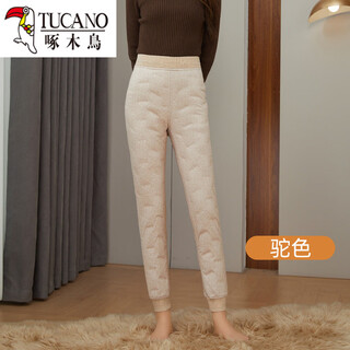 Woodpecker (tucano) inner down pants for women in winter 2026 new white duck down lining thickened elastic cotton pants northeast cold-proof warm pants camel-90 white duck down fully filled m /27 size (suitable for 90-jin jin equal to 0.5 kg)