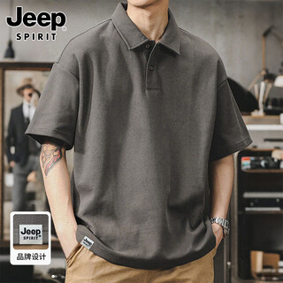 Jeep spirit jeep short-sleeved t-shirt men's summer short-sleeved men's casual polo shirt loose cool men's wear dark gray xl