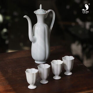 Shadow cucumber-shaped wine set, jingdezhen high-temperature ceramic wine pot, handmade celadon wine glass gift, melon-shaped wine set, one pot and four cups