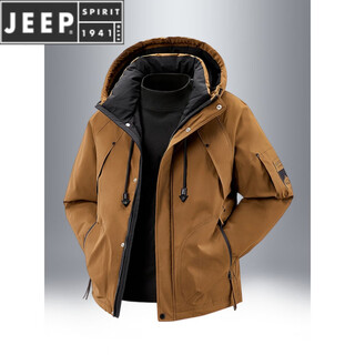 Jeep spirit пуховик с капюшоном мужской зимний морозостойкий и теплый короткий пуховик 2025 новый утиный пуховик оранжевый m (95-100jin jin равен 0,5 кг)