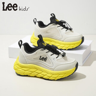 Lee kids children's sports shoes 2026 spring new boys and girls outdoor sports running shoes fashionable and versatile casual shoes beige 32