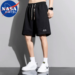 Nasa marvel shorts men's summer american fashion brand versatile casual sports large size drape five-quarter pants black 4xl