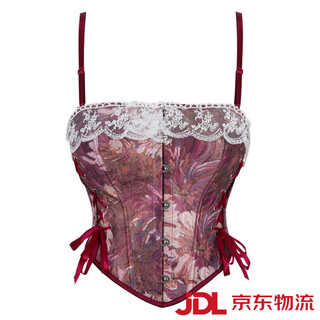 Ao yan lai french retro floral fishbone bra lace suspenders burgundy xs