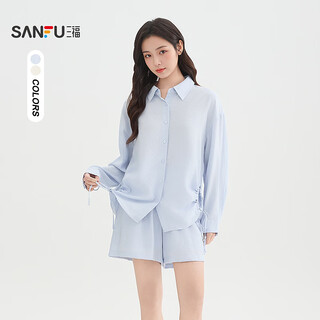 Sanfu suit 2026 summer side drawstring elastic waist shorts shirt top women's 517905 pink blue s