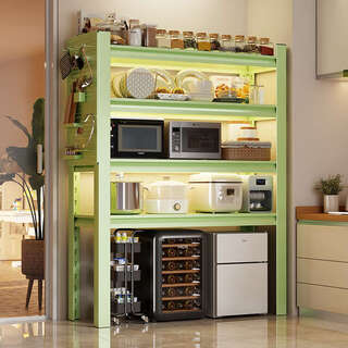 Yusenyi kitchen under-the-counter empty storage rack household multi-layer microwave oven storage rack refrigerator floor storage shelf gray green four layers 183cm high layer board is thickened board 60cm long x 40cm wide (selected for small and medium-sized appliances)