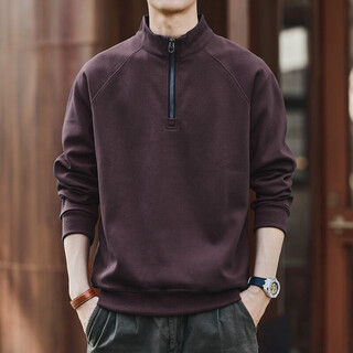 Green deer american retro stand collar long sleeve sweater men's spring and autumn trendy loose polo shirt half-zip top taro purple l suitable for 120-140 jin jin equals 0.5 kg