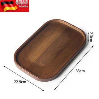 Tuojin household walnut wooden tray commercial rectangular tea tray commercial fruit snack storage tray special for entertaining black walnut color square tray small 33*22*2.3