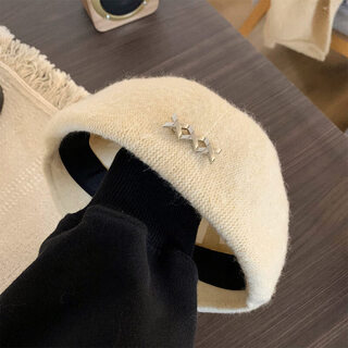 Xiaohongshu korean-style beret for women in autumn and winter woolen warm and versatile small hat with big head and round head, off-white m 5558c adjustable