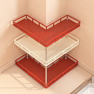 Fantasy kitchen corner condiment storage rack 2026 new countertop multi-function corner condiment storage rack white double layer | painted and rust-free large size 30cm