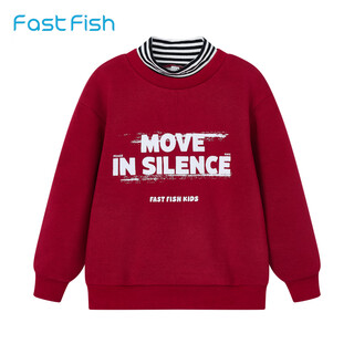 Kuaiyu children's sweatshirt 2026 new winter wear plaid plus velvet warm medium and large children half turtleneck thickened children's top burgundy 150