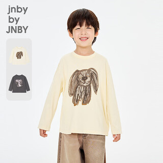 Jnby by jnby new jiangnan buyi children's clothing long-sleeved t-shirt h-shaped loose round neck pullover 26 spring boys and girls 1q2111760 752/cheese yellow 100 cm