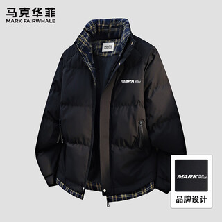 Mark huafei cotton coat men's winter new plaid bread coat men's casual warm and cold-proof cotton-padded jacket black 2xl