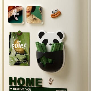 Pupan panda magnetic sealing clip cute refrigerator storage box food sealing clip home kitchen snack preservation artifact panda sealing clip + magnetic style 12 bamboo clips