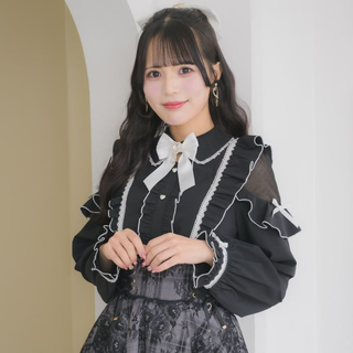 Rojita color bow ruffled off-shoulder shirt (5541394 in stock) black