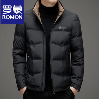 Romon winter 2025 new style down jacket trendy men's short thickened warm stand-up collar handsome down jacket jacket for men black 23012 m