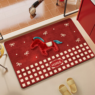 Yonghuan diatom mud absorbent floor mat bathroom non-slip floor mat simple style suede material 40x60cm household absorbent red flame 40x60 40x60cm (two yuan saved)