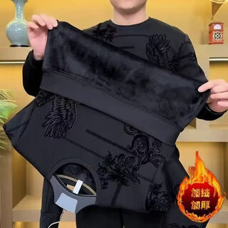 Counter genuine autumn new style flying eagle plus velvet and thickened men's all-match warm sweatshirt men's dk plus velvet and thickened black l recommended 115-135jin jin equals 0.5 kg
