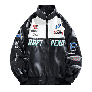 宰搂跨境美式PU皮衣男士外套春秋季新款立领机车服百搭潮流皮夹克 黑色 M