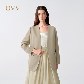 Ovv2026 new spring and summer women's imitation linen texture simple casual commuting suit jacket khaki xs