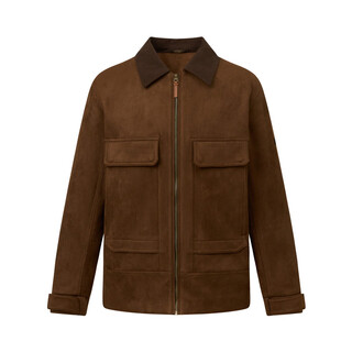 Polowalk men's leather jacket 2025 winter new arrival 90 goose down lapel retro workwear style leather jacket men's brown filling volume approximately 40g~50.5g m 170/m