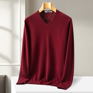 Snowflying 100% sheep wool soft and comfortable v-neck solid color bottoming men's long-sleeved wool sweater