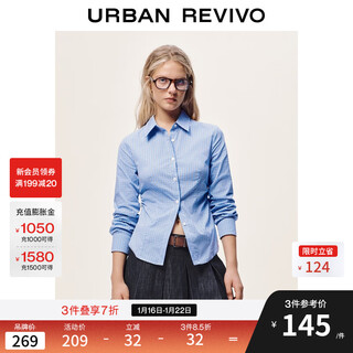 Ur2026 spring new women's casual contrast color plaid lapel pleated cardigan shirt uyl250159 blue plaid m