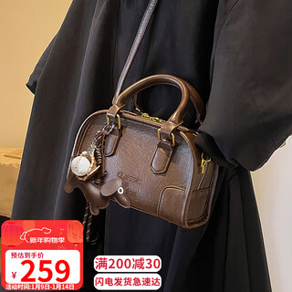 Yuyula cowhide bag women's bag crossbody bag fashionable bowling bag shoulder portable birthday new year gift for girls and girlfriends