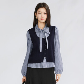 Viea.ing shopping mall same style blue plaid shirt women's 2026 spring new miu series suit two-piece set blue s