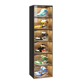 Yusenyi shoe box storage box shoe storage space-saving shoe cabinet sneaker display cabinet shoe rack transparent shoe wall thickened 8 pairs + aj shoe cabinet storage box double magnetic high transparent door 37x29x25cm