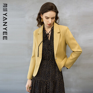 Yanyu yellow short blazer women's 2026 spring slim fit and capable commuting professional small suit yellow s