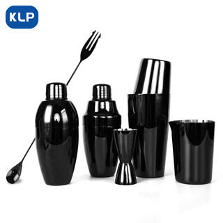 Klp stainless steel bartender mirror series black titanium bartending set shaker bar bartender equipment new black titanium series six-piece set