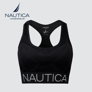 Nautica women's bra moisture-wicking breathable comfortable anti-sagging aerobic jumping rope fitness shock-absorbing running brand underwear classic black moisture-wicking breathable bra l