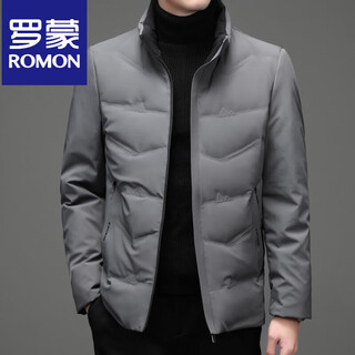Romon 2025, новый зимний пуховик, мужской повседневный цветной воротник-стойка, белый утиный пух, теплый пух, мужская куртка среднего возраста, серая, m 170