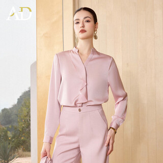 Ad high-end exquisite pink satin long-sleeved shirt for women spring 2026 new high-end important occasion wear shirt shirt s