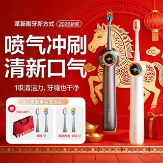 Ruiwu hot selling 40w+丨2026 new electric toothbrush jet toothbrush adult electric toothbrush children sweeping vibration bubble deep cleaning cushioning gum protection soft hair horse year gift box high-end model moonlight white丨free 2 brush heads new in 26 years - consult and receive a 68 yuan gift pack refreshing between teeth and comfortable brushing