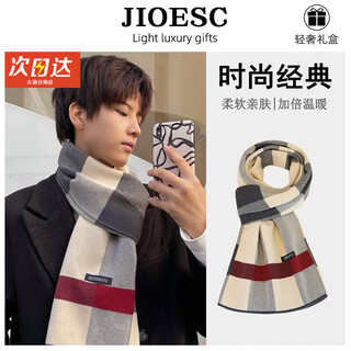 Jioesc scarf boys autumn and winter woolen warm student scarf birthday gift for boyfriend christmas gift gray rice