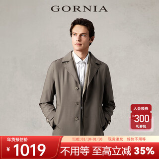 Gornia men's business windbreaker wool lapel fashion middle-aged mid-length business jacket gbs22142280 coffee color l