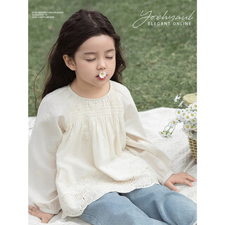 Young girl french palace style doll shirt spring three-dimensional plump lantern sleeves star hollow lace shirt trend